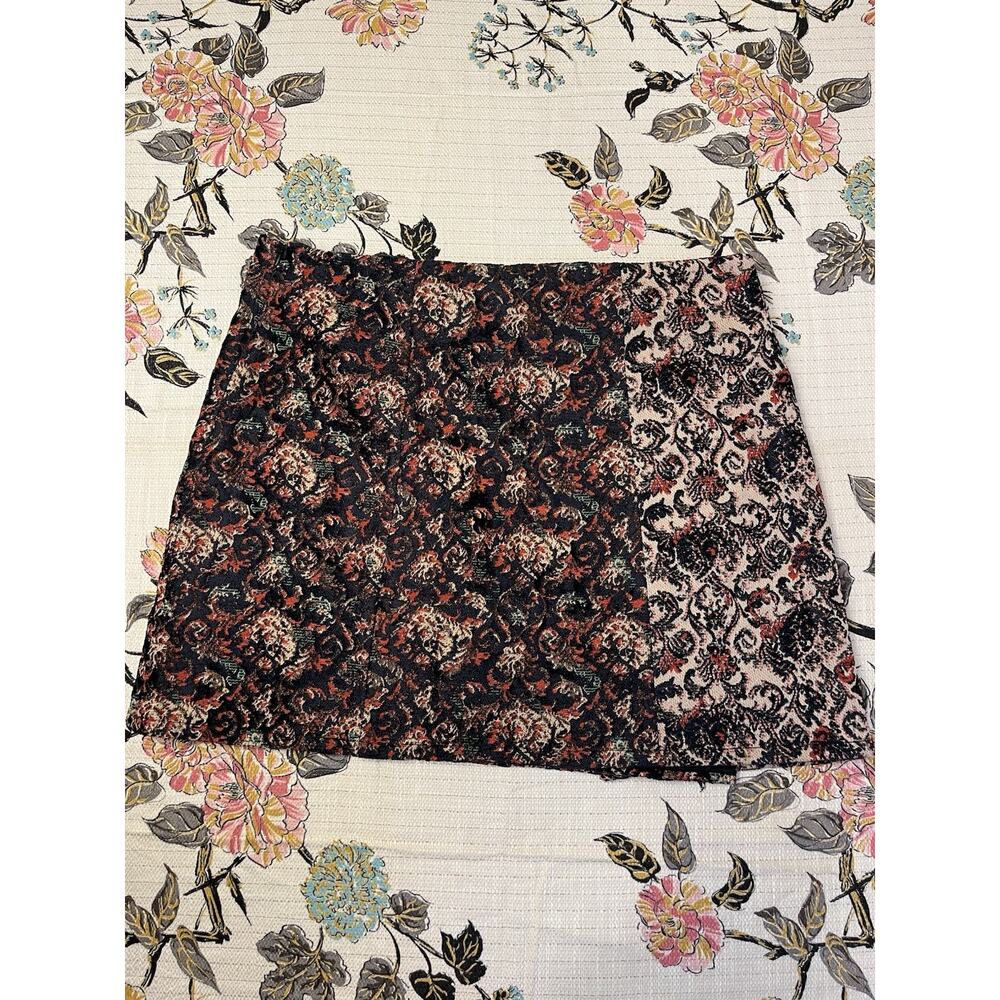 NWT Free People Large Mixed-Knit Jacquard Mini Skirt Faux Wrap Tapestry - Picture 3 of 8